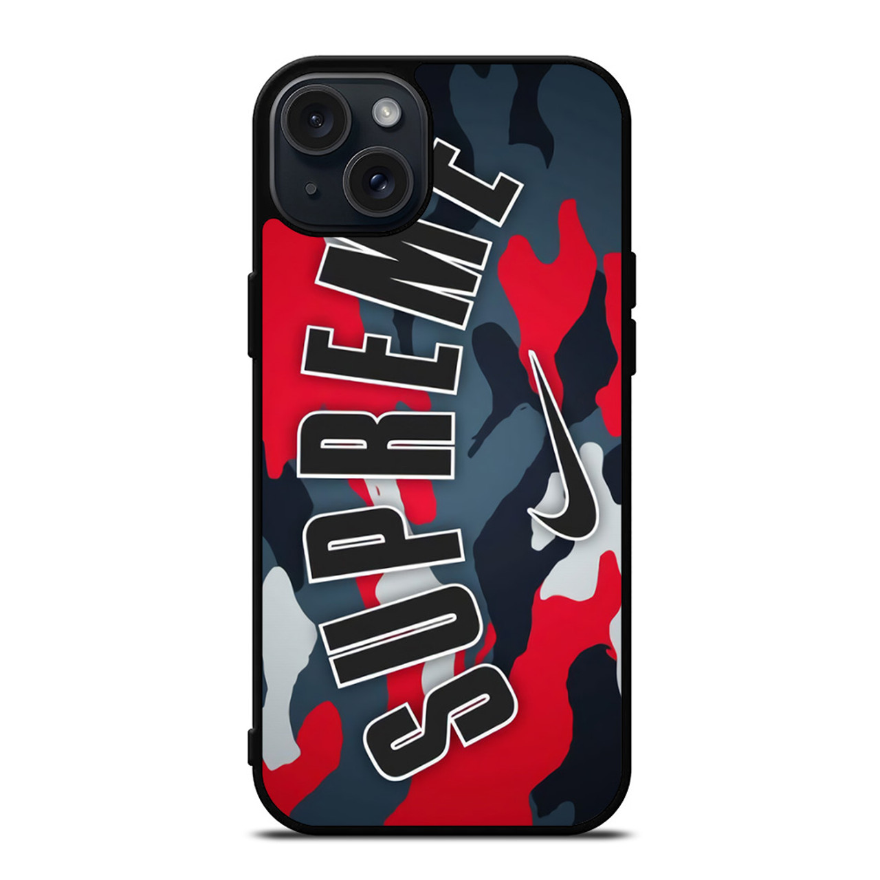 SUPREME X NIKE RED CAMO iPhone 15 Plus Case Cover